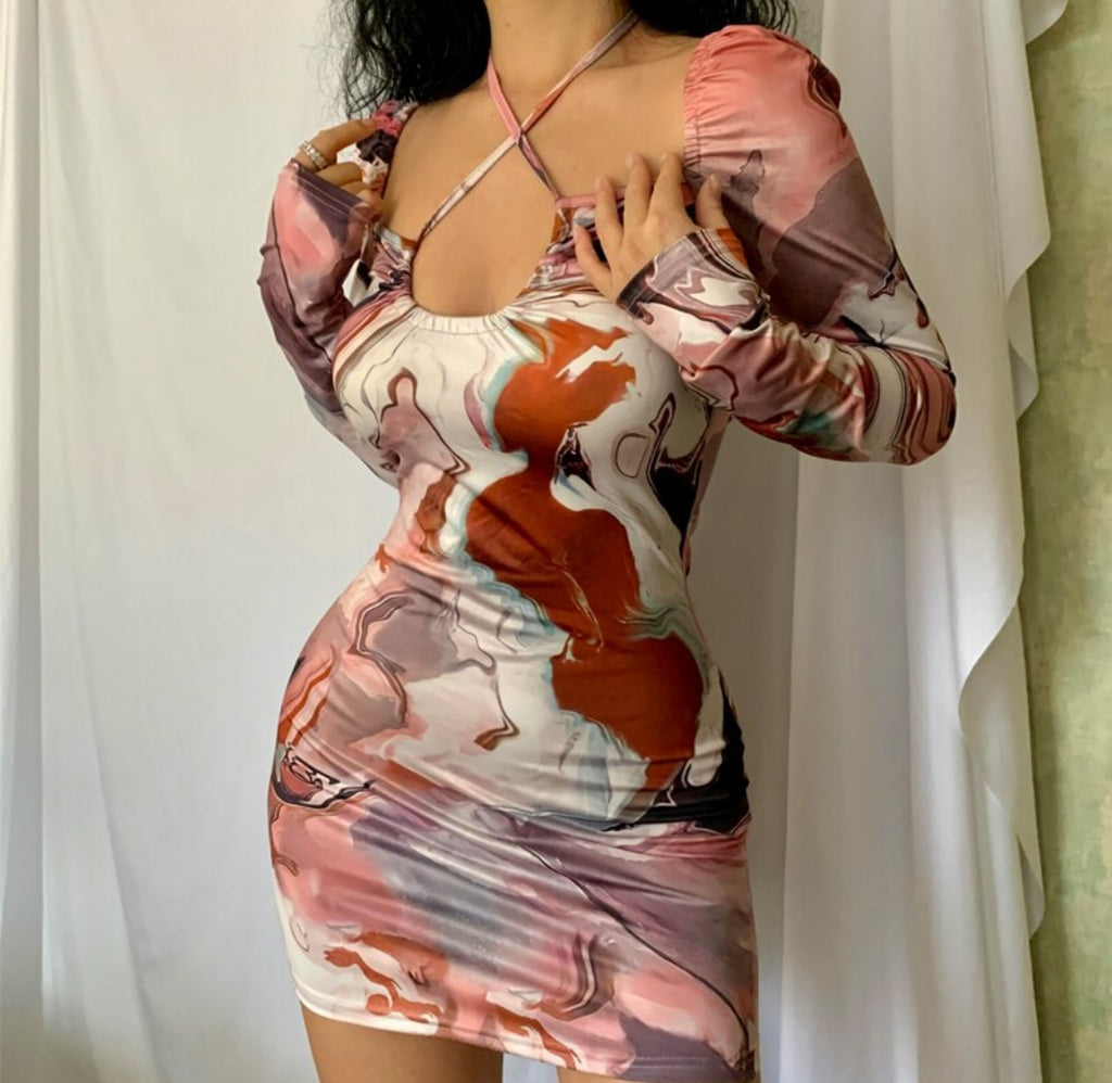 ABSTRACT PRINT WOMEN DRESS