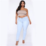 Plus size high waist skinny denim jeans Women Pants - armazonee Store