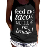 Feed Me Tacos sleeveless  women T-shirts - armazonee Store